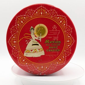 Kerst grafisch blik Merion Hard snoepblik meisje met kaars Kerstvignet Decor Whitman Snoepjes Philadelphia PA