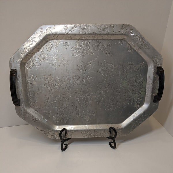 Forman Family Embossed Aluminum Serving Tray With Bakelite Handles