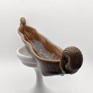 Brown Drip Glaze Studio Art Pottery Olive Dish Signed by Artist