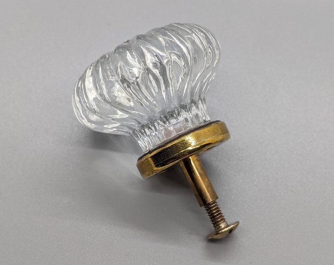 Vintage Pressed Glass Fluted Round Knobs Vintage Glass Drawer