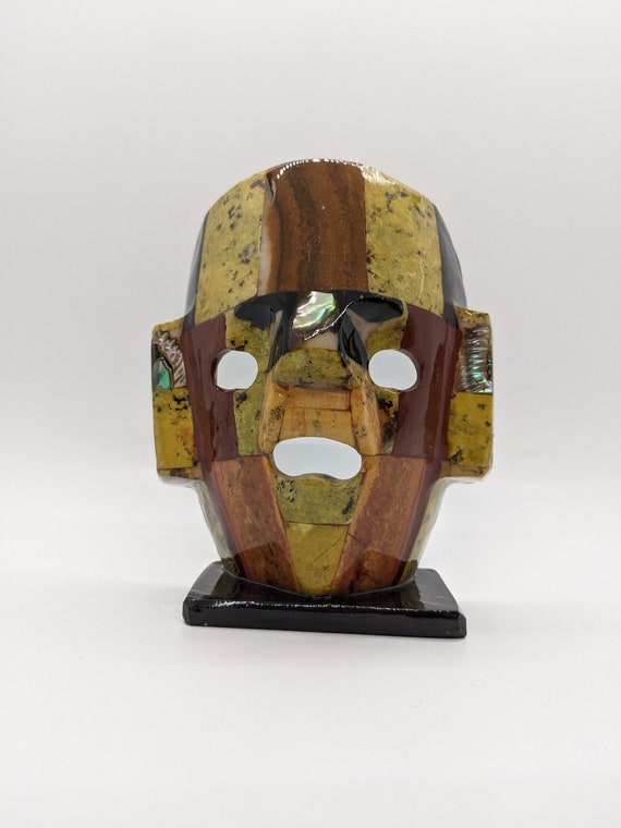 Aztec Mosaic Stone Burial Mask Mayan Semi Precious Stone Mask - Etsy