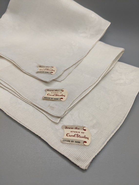 Carol Stanley Hand Rolled Handkerchiefs Vintage Fine Linen Etsy