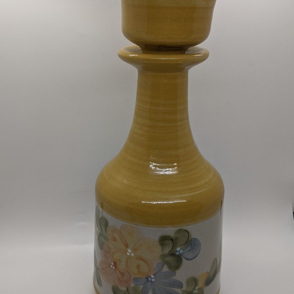 Louisville Stoneware Louie Bottle Pottery Decanter Golden Glaze Floral Spray Motif