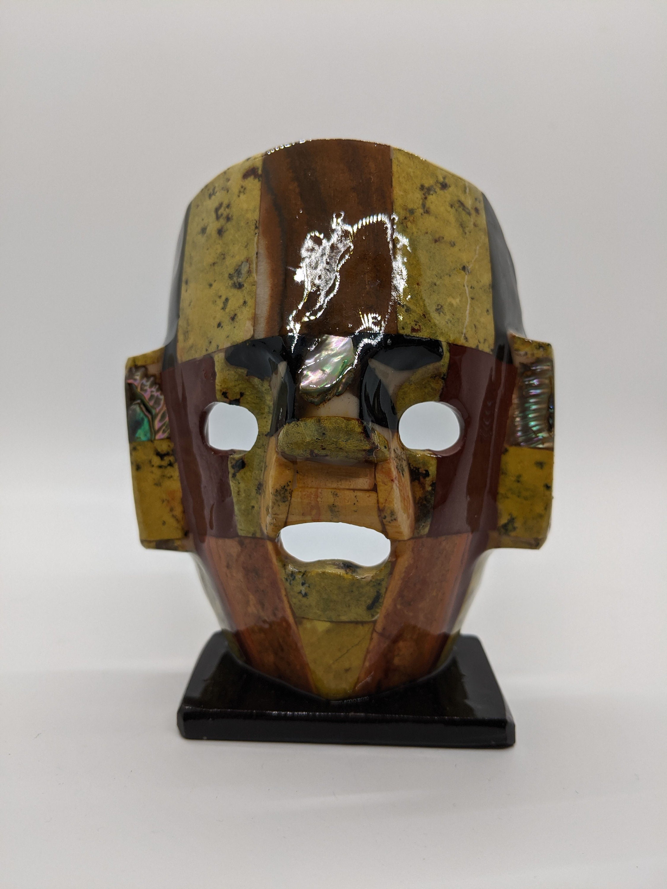 Folk Art Semiprecious Stone & Onyx Display Mask