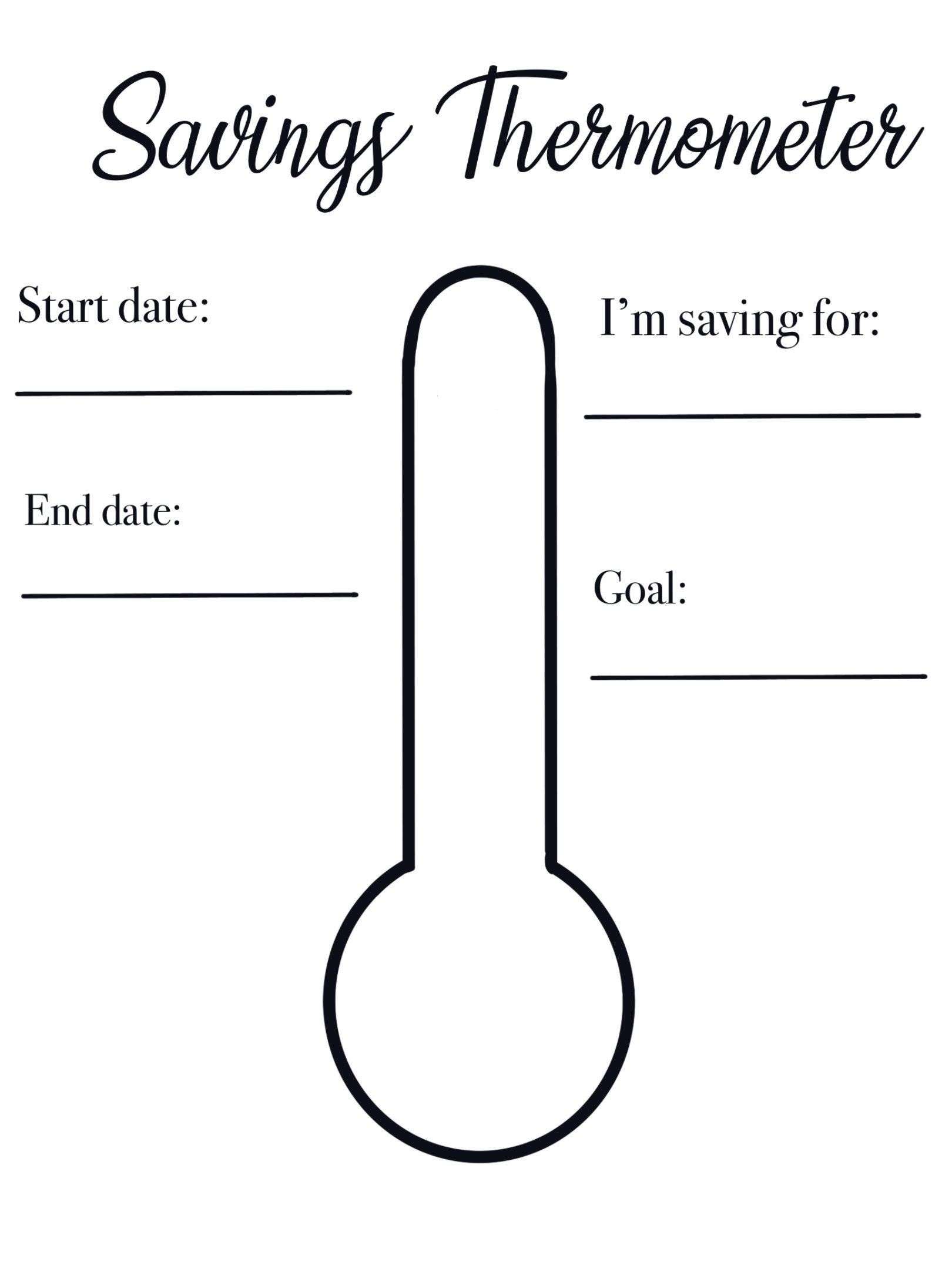 Savings Thermometer Template Etsy