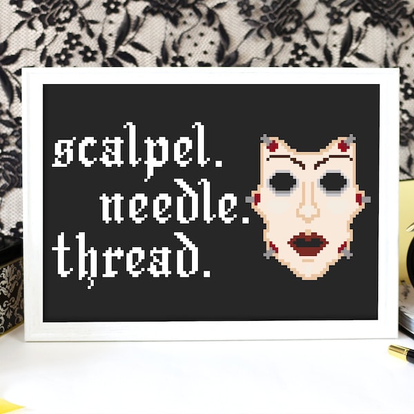 Scalpel, Needle, Thread, Pavi! Repo Cross Stitch Pattern