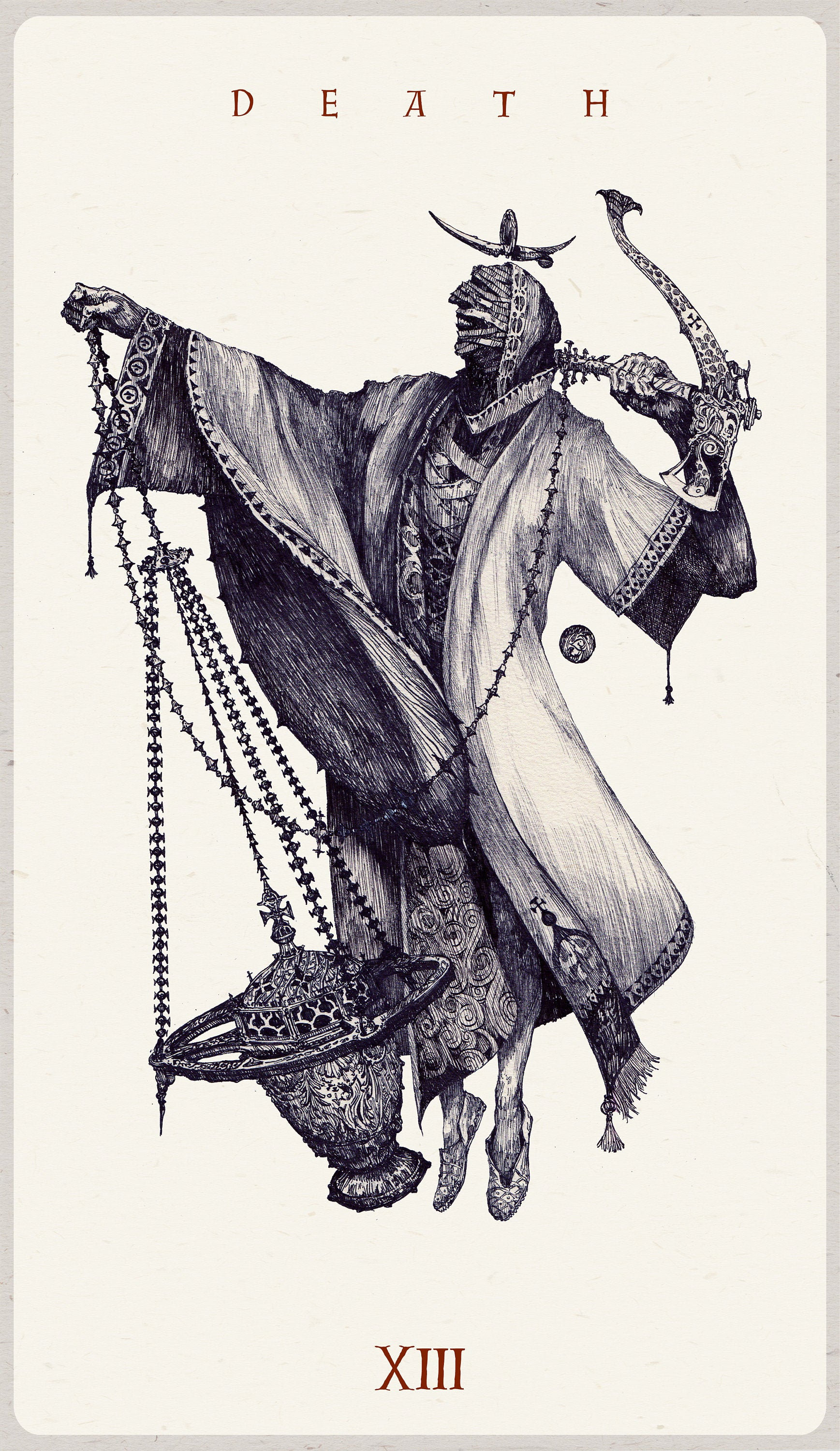 13 DEATH Tarot illustration Premium Print on 100 lb. Cream Felt paper