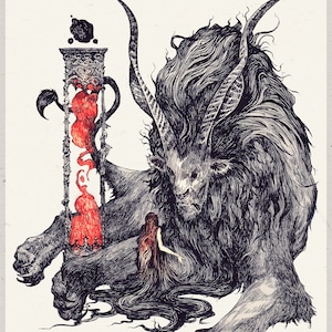 08 STRENGTH Tarot illustration Premium Print on 100 lb. Cream Felt paper