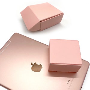 Small Blank Pink Rose Gold Paper Gift Boxes with Lids & 12 pcs 3x3x1.5 Inches for Accessories, Jewelry, Handmade Crafting, Macarons box