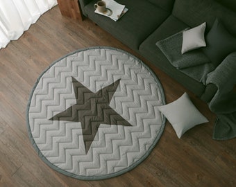 Round Modern Rug | Nursery Rug | Washable Rug | Round Area Rug | Kids Floor Mat | Baby Rug | Home Decor Rug 5x5 Ft.