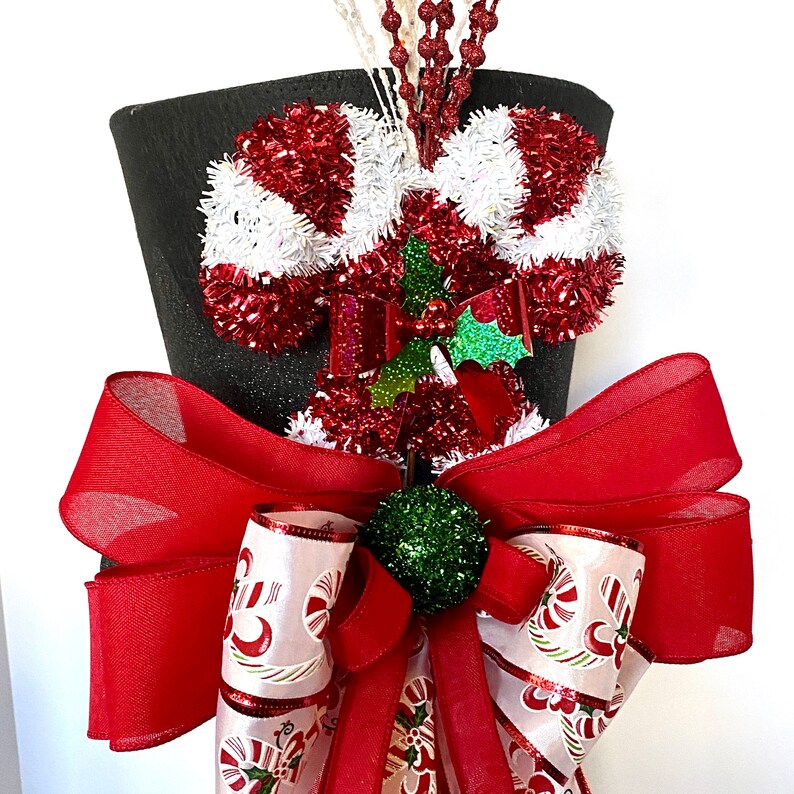 Top Hat Tree Topper Candy Cane Tree Topper Black Top Hat Etsy