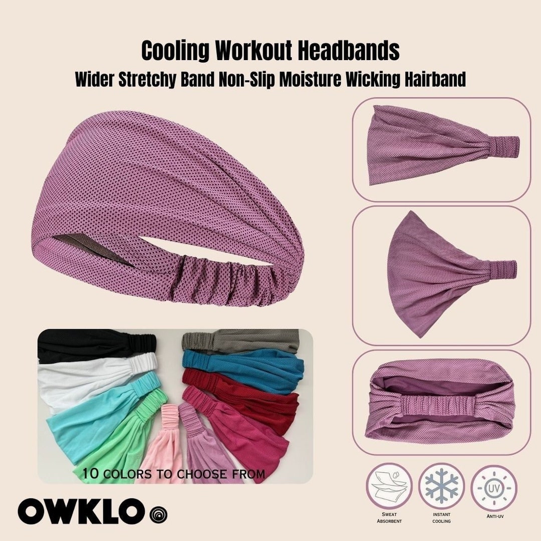 Cooling Workout Headbands Wider Stretchy Band Nonslip Moisture Wicking