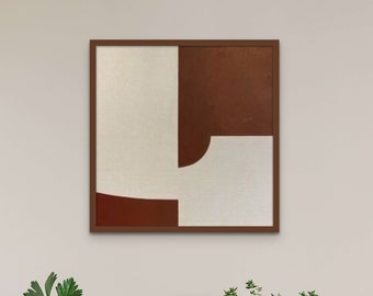 Arte abstracto marrón y crema, arte único, pintura abstracta, pintura marrón y blanca, arte de lienzo abstracto, arte moderno