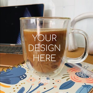 Custom logo glass mug, custom business logo mug, custom design glass mug, personalized mug, coffee cup, tea cup, glass cup, coffee, tea