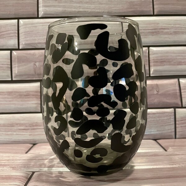 Cheetah Print Wine Glass Etsy