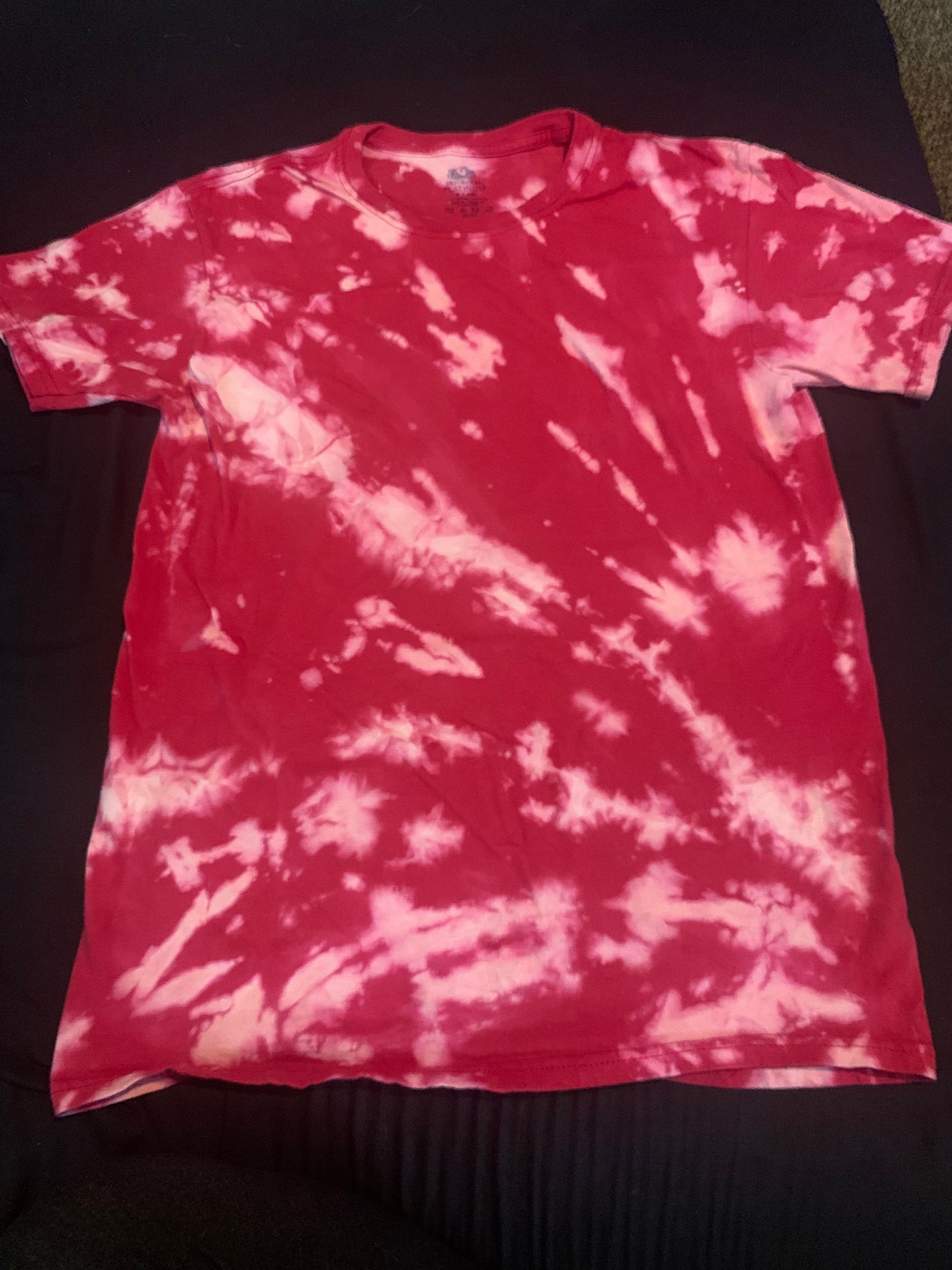 Red bleach dye tshirt handmade 100% tie dye colorful cool | Etsy