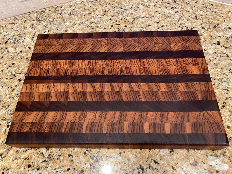 Beautiful Zebrawood & Walnut End Grain Cutting Board Etsy