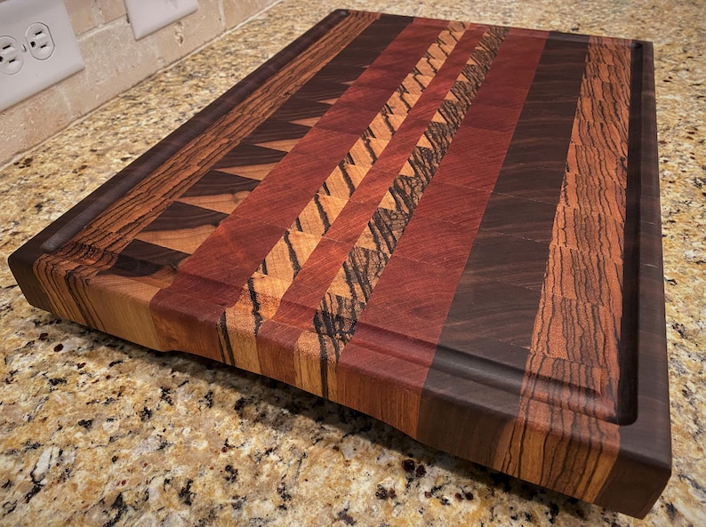 End Grain Zebrawood/Walnut/Cherry Cutting Board Etsy