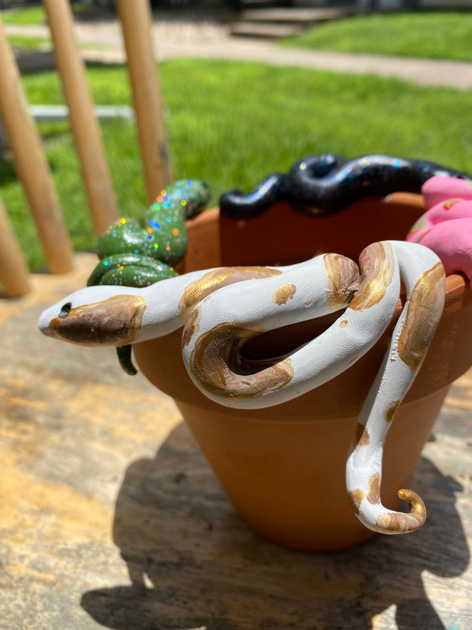 Polymer Clay Pot Snakes pottery decor plant buddies and Etsy