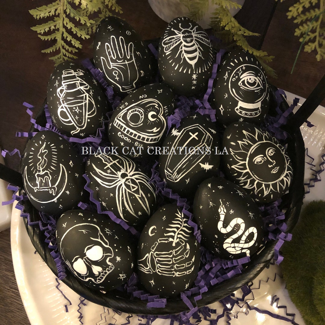 Gothic Easter Eggs - Set of Twelve, Gothic Home, Gothic Décor, Gothic