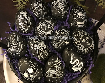 Gothic Easter Eggs - Set of Twelve, Gothic Home, Gothic Décor, Gothic Home Décor, Witch Decor