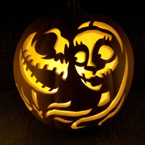 Jack & Sally Carved Pumpkin