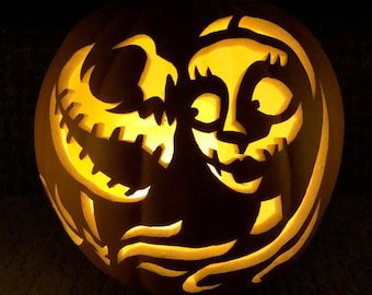 Jack & Sally Carved Pumpkin