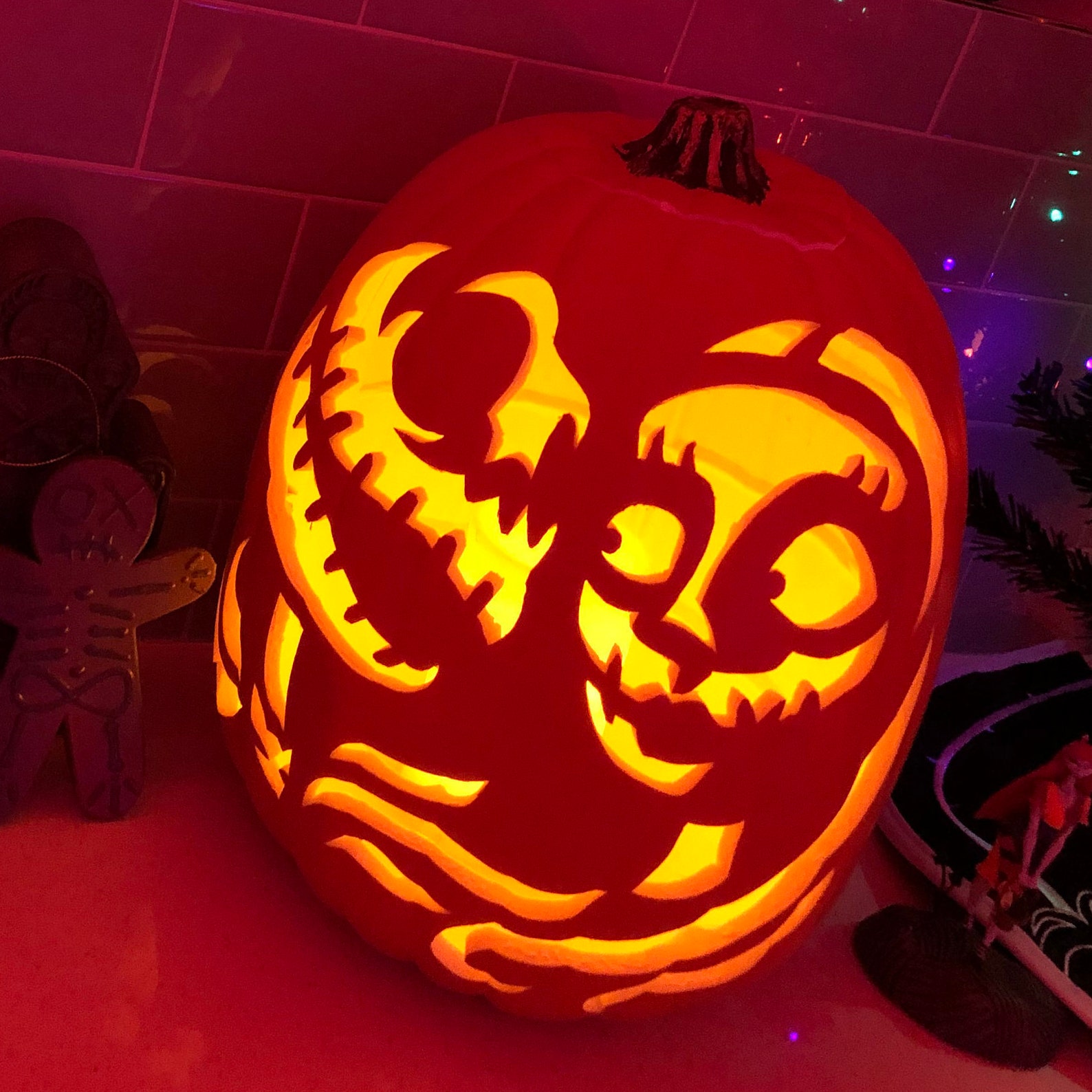 Jack Sally Carved Pumpkin Etsy jack-sally-carved-pumpkin-etsy