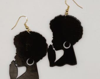 Woman Praying Silhouette Earrings