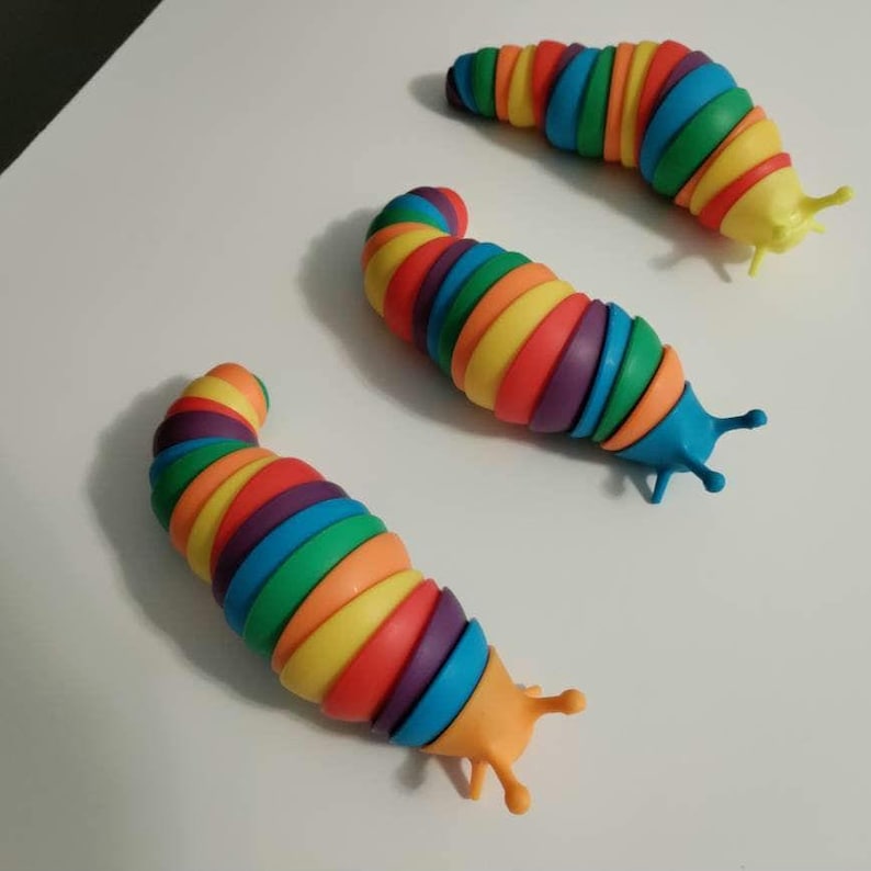 Articulated Fidget Rainbow Slug Stress Relief Toy image 1