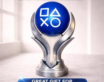 Gamer Collectable Gift For Him 3D Printed Glowing Playstation 5 Game Achievement Trophies| Game Room Decor