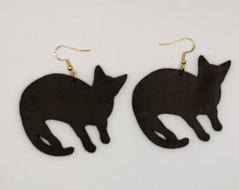 Cat Earrings | Black Cat Silhouette Jewelry | Gift for Cat Lover | Cute Animal Earrings