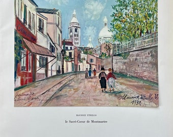 1958 - Maurice Utrillo - rare LITHOGRAPH (Phototype) Large size: 31.8x40cm (approx. 12.5x15.7 inch) + seal of the Publishing House