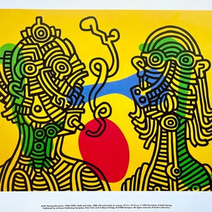 1993 - Keith Haring - “Keith and Julia” OFFICIAL original LITHOGRAPH PRINT (Authorized by The Estate of Keith Haring) Size:30x40cm Rare