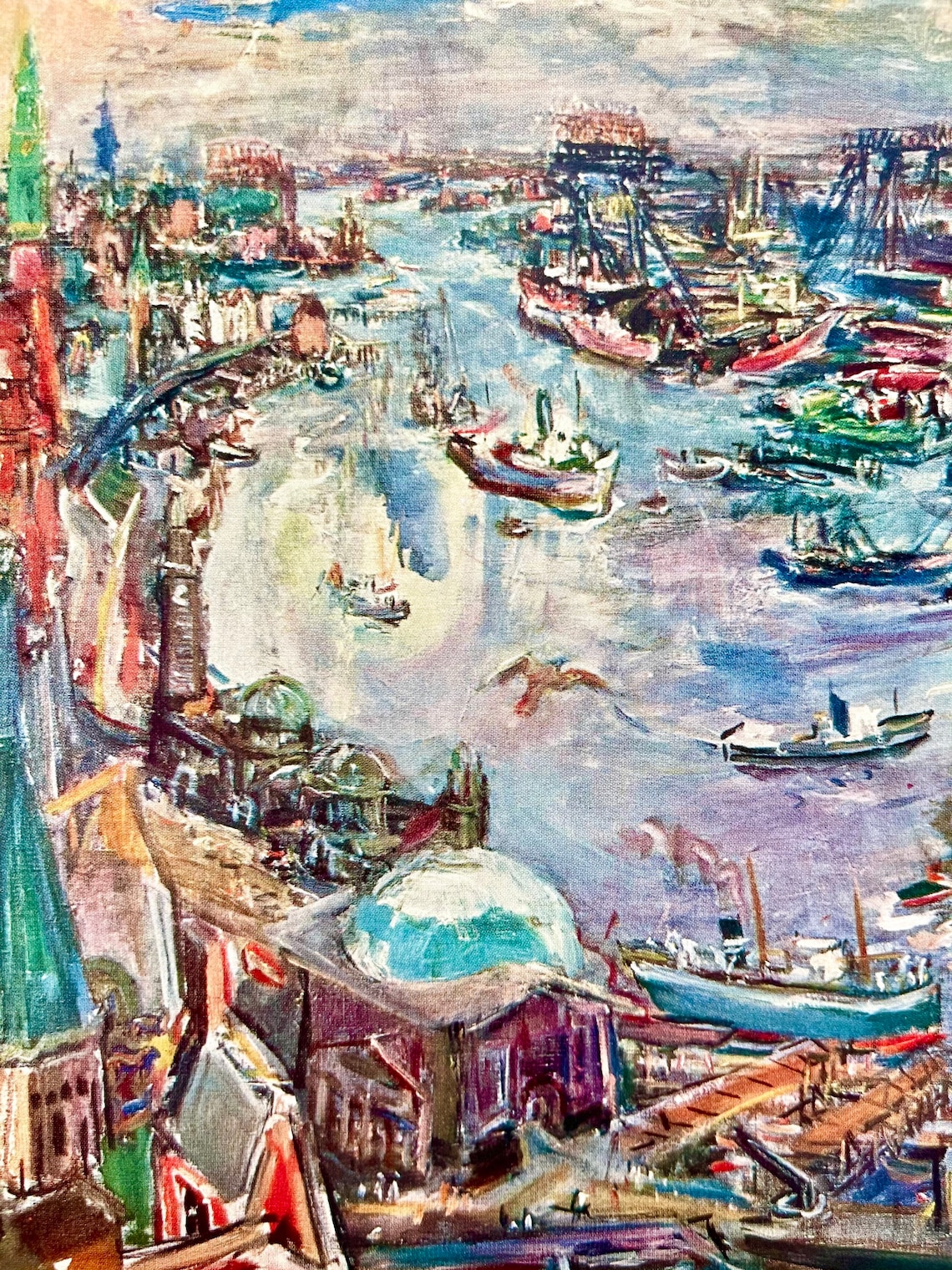 1959 Oskar Kokoschka lithograph Rare Hamburg harbor Etsy