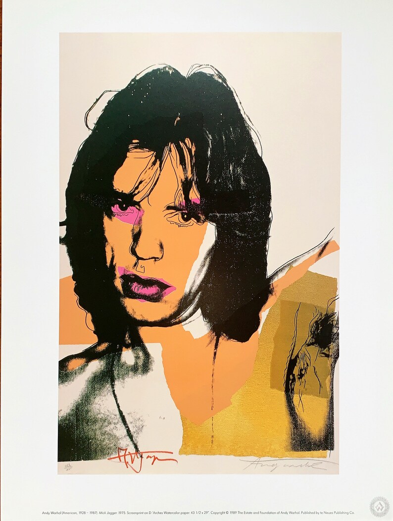 1989 Andy Warhol mick Jagger Signed OFFICIAL Original LITHOGRAPH PRINT