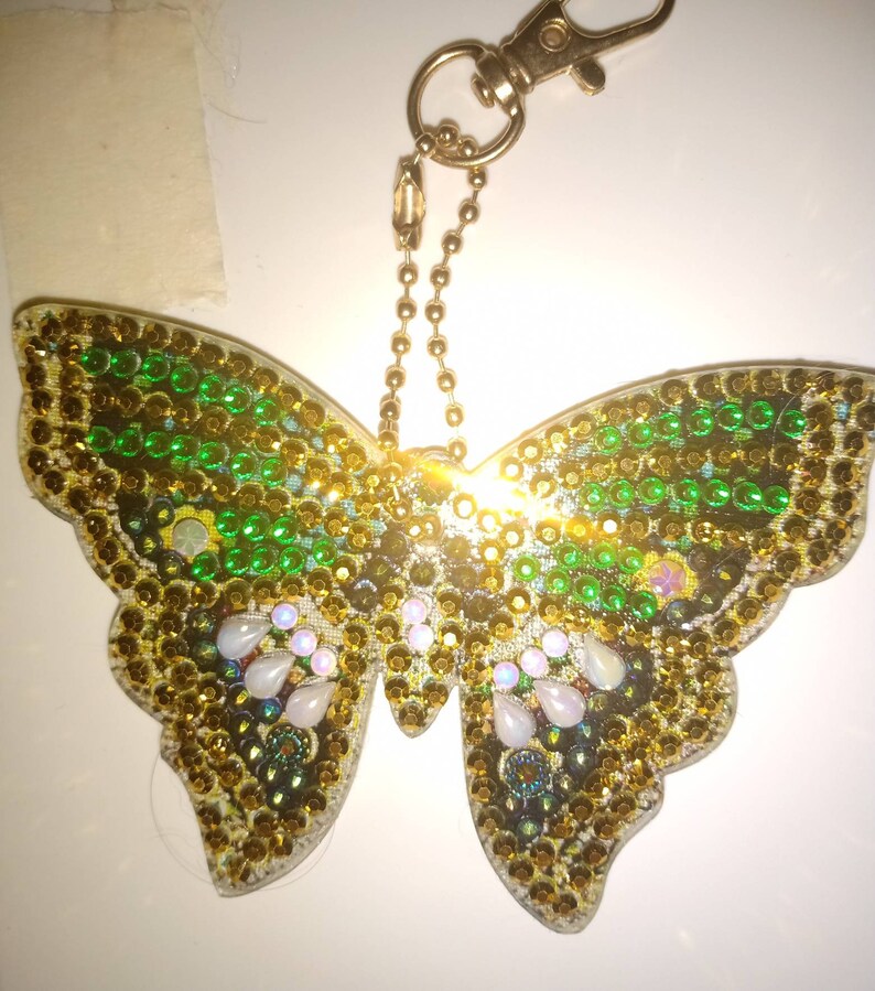Letterbox friendly Completed Butterfly diamond painting key chains in various designs