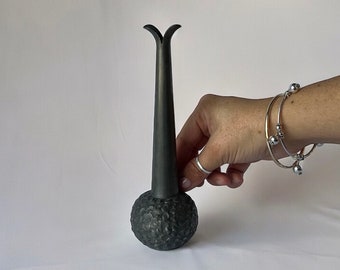 Mid Century Norwegian Bud Vase | Vintage Pewter Bud Vase | Handmade Brutalist Art