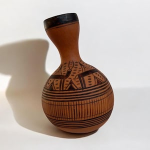 Primitive Peruvian Carved Gourd | Vintage Carved Gourd Vase | Peruvian Art