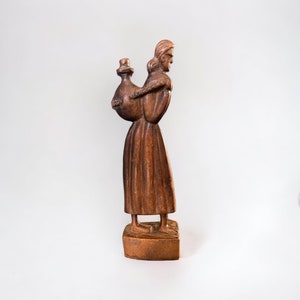 Antique Carved Wood Statue of a Woman | Rustic Home Decor | Antique Wooden Figurine