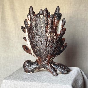 Vintage Studio Keramik Skulptur | Brutalist Lava Glasur | Abstrakte Form | Wabi Sabi Kunstwerk