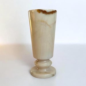 Vintage Italian Marble Vase: Creamy Beige Natural Stone