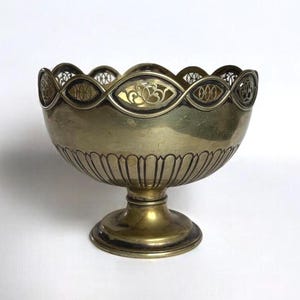 Antique Brass Pedestal Bowl | Brass Serving Bowl | Elegant Brass Fruit Bowl