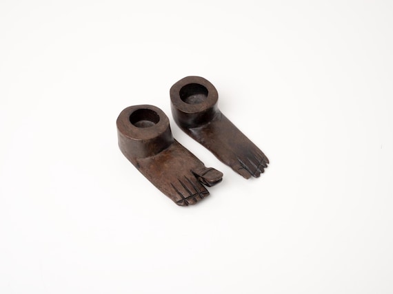 Primitive Wood Candlesticks | Vintage Wood Candle Holders | African Candlesticks