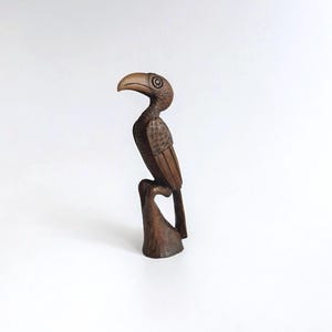 Carved Wood Bird Sculpture | Vintage Folk Art Bird | Decorative Bird Statue