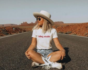 Bbq stain on my white shirt; southern graphic tee; western shirt; country lyrics t-shirt; country music shirt; Bella canvas unisex; boho