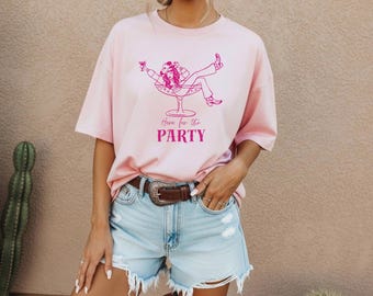 Here For The Party Womens Country Music T-Shirt | Gretchen W | Western graphic tee | Cowgirl Coquette | Martini