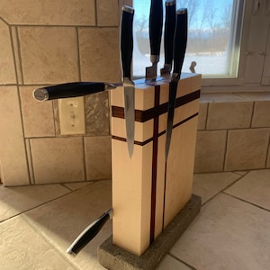 Modern Magnetic Knife Block / Wooden Knife Holder MADE TO ORDER