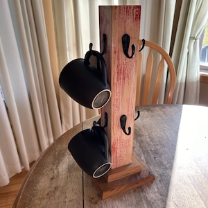 Farmhouse Coffee Bar Décor / Coffee Mug Tree / Rustic Coffee Cup Stand / Farmhouse Mug Tree / Reclaimed Wood Cup Holder