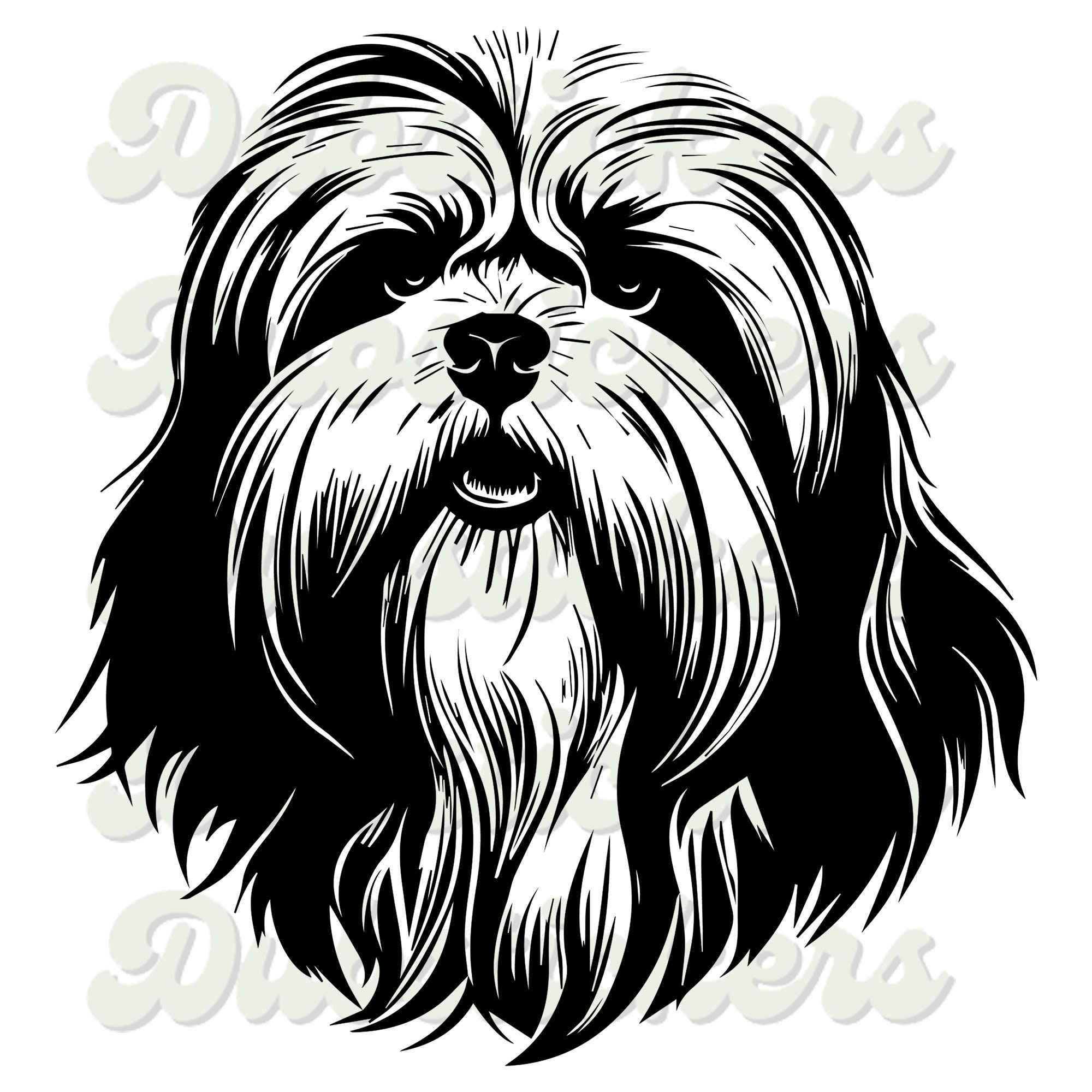 Lhasa Apso Dog Head Vinyl Waterproof Sticker Car Window Walls Vinyl